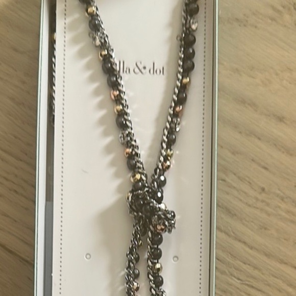 Stella & Dot Silver, Gold, Black, and Grey Lariat Necklace - NWOT. - Picture 3 of 8